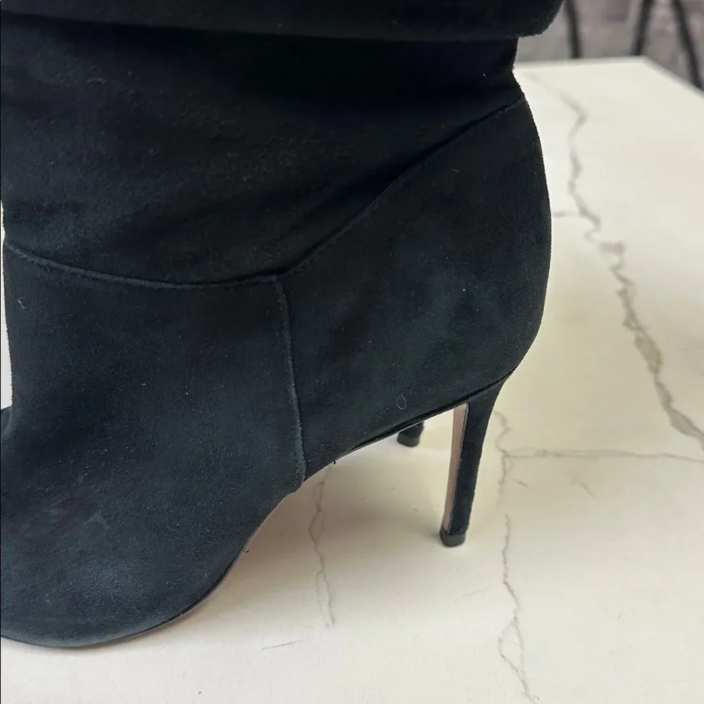 Schutz Ashlee Suede Slouch Mid-Calf Booties Stiletto Heel Boots Black 7.5 - Picture 7 of 10